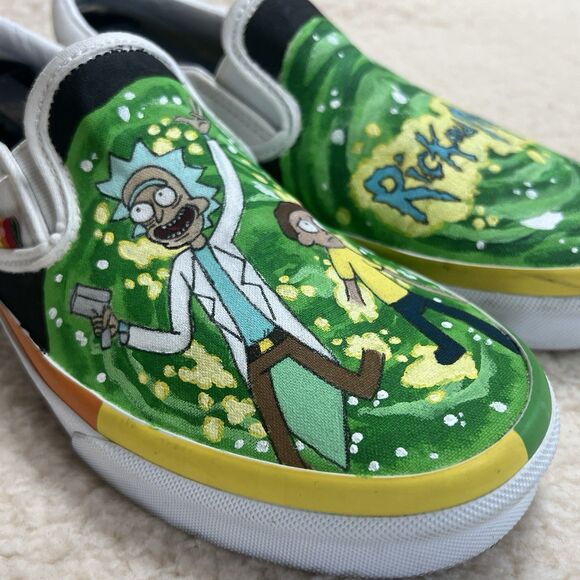 NWOB VANS Authentic Hand Painted Rick & Morty Low Top Sneakers Mens 7.5/Womens 9 main image 4